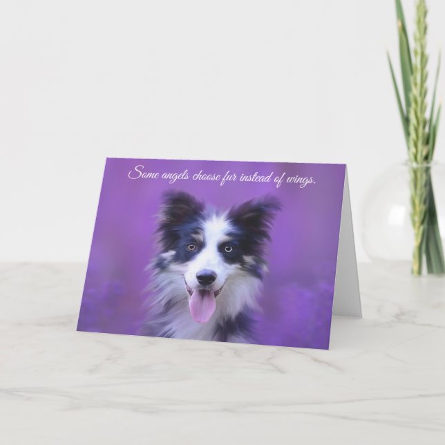 Tarjeta Feliz borde de perro negro, ángel con cuatro (Anverso)