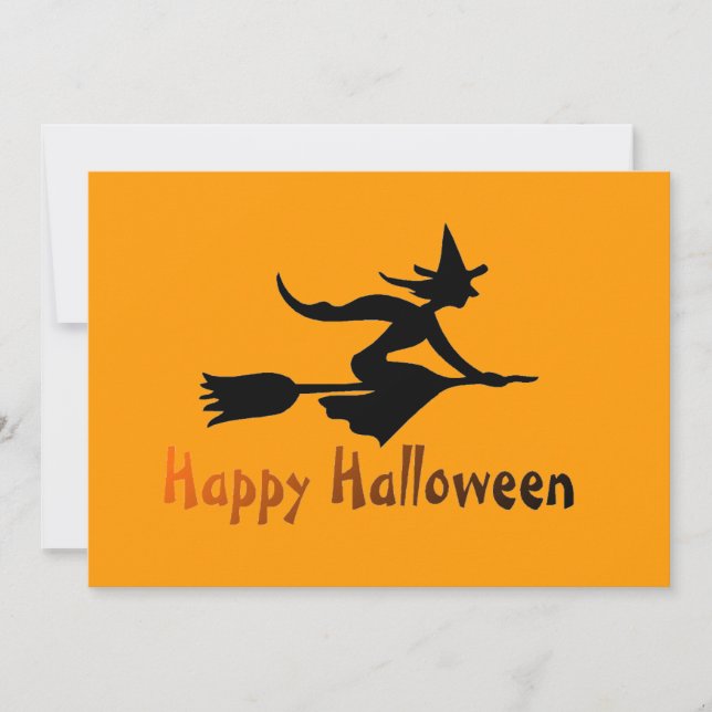 Tarjeta Feliz Bruja de Halloween (Anverso)