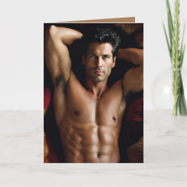 Tarjeta "Feliz Buffday" con un hombre sexy