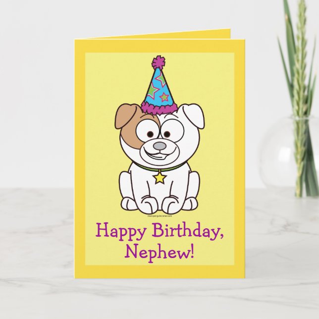 Tarjeta Feliz Bulldog de cumpleaños: sobrino (Anverso)