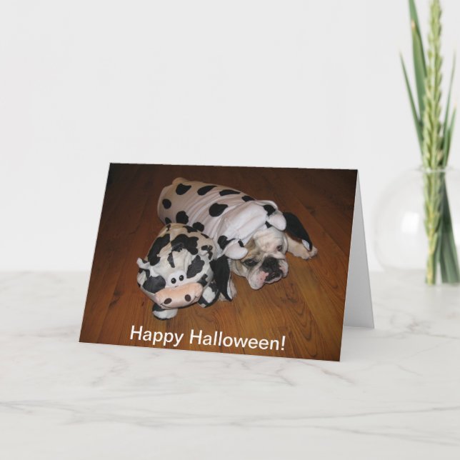 Tarjeta Feliz Bulldog de Halloween (Anverso)