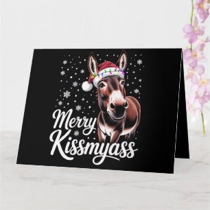 Tarjeta Feliz burro Kissmyass sarcástico Navidades Pijama 