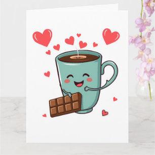 Tarjeta Feliz Café & Chocolate – Lindo Día de San Valentín