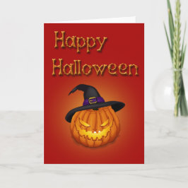Tarjeta Feliz Calabaza de Halloween con Gorra