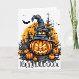 Tarjeta Feliz Calabaza maliciosa de Halloween