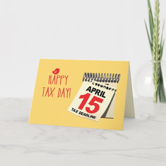 Tarjeta Feliz calendario del Día del Impuesto, 15 de abril (Anverso)