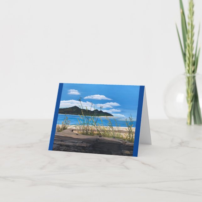 Tarjeta Feliz. Camp Hideaway en la bahía de Netarts (Anverso)