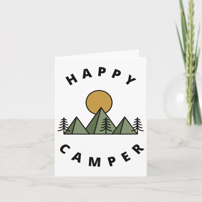 Tarjeta Feliz Camper Camping Camp Mountains Minimal (Anverso)