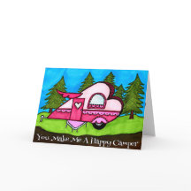 Feliz Camper Heart Shaped Camper Valentine Card