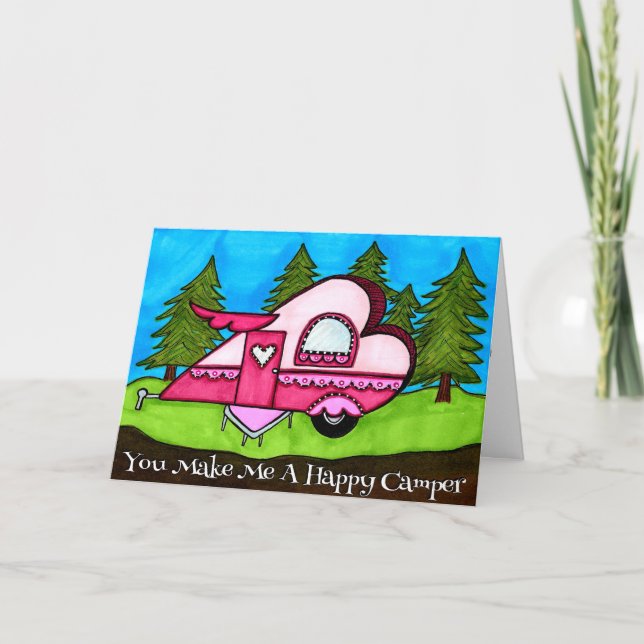 Tarjeta Feliz Camper Heart Shaped Camper Valentine Card (Anverso)