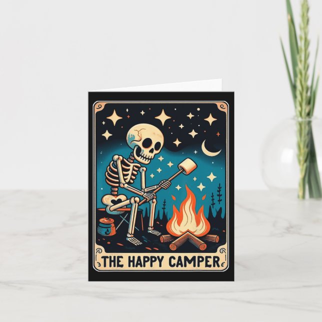 Tarjeta Feliz Camper Tarot Card Skeleton Camper Funny Camp (Anverso)