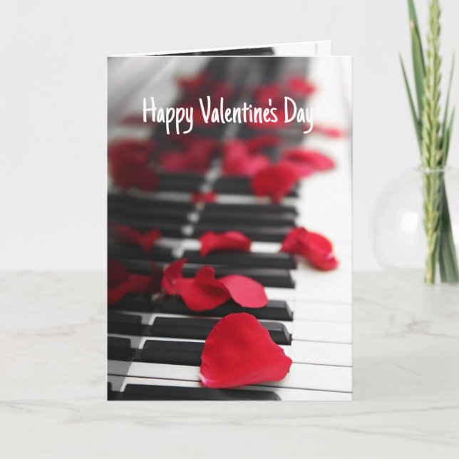 Tarjeta Feliz Canción de Piano del Día de San Valentín (Anverso)