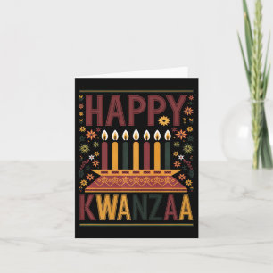 Tarjeta Feliz Celebración de Kwanzaa Kinara Velas y Flores