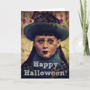 Tarjeta Feliz Chica Grunge de Halloween