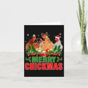 Tarjeta Feliz Chickmas Pollos Sombrero de Santa Granjeros 