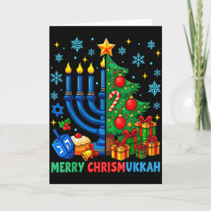 Tarjeta Feliz Chrismukkah Feliz Navidad Hanukkah Pijama