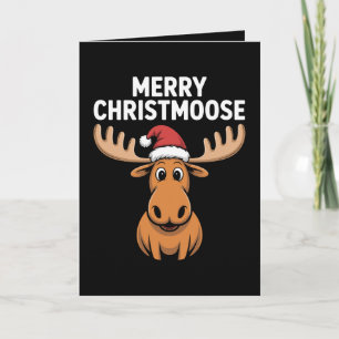 Tarjeta Feliz Christmoose Navidad Reno Gorra de Santa Navi