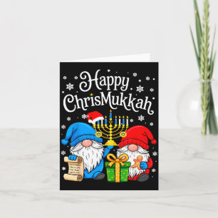 Tarjeta Feliz Christmukkah Janucá Navidad Gnomo de Navidad