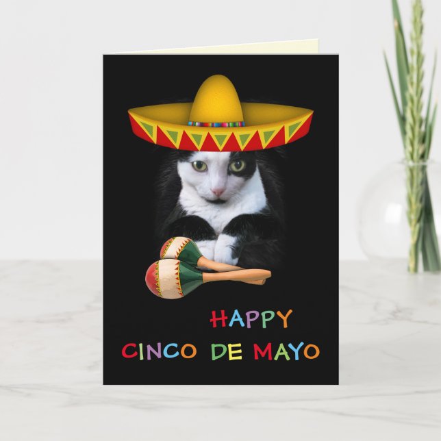 Tarjeta Feliz Cinco De Mayo Cat (Anverso)