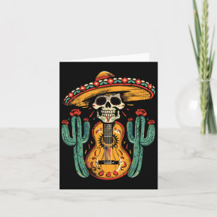 Tarjeta Feliz Cinco De Mayo Esqueleto Cráneo Sombrero Guit