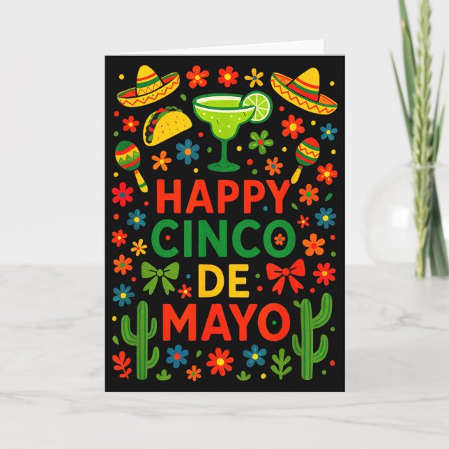 Tarjeta Feliz Cinco De Mayo - Fiesta Mexicana De Cactus  (Anverso)