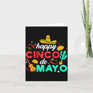 Tarjeta Feliz cinco de mayo fiesta mexicana tacos sombrero