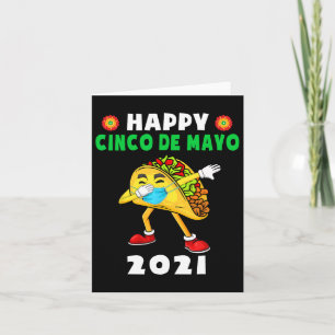 Tarjeta Feliz Cinco De Mayo Lindo Taco Con Máscara Niños P