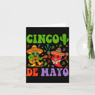 Tarjeta Feliz cinco de mayo mexicano cactus y pimienta