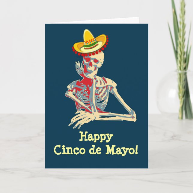 Tarjeta Feliz Cinco de Mayo Skeleton (Anverso)