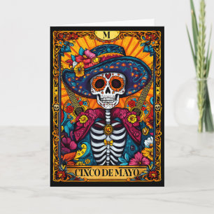 Tarjeta Feliz cinco de mayo sombrero mexicano guitarra cal
