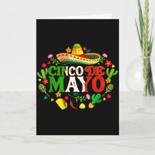 Tarjeta Feliz cinco de mayo sombrero mexicano margaritaFel