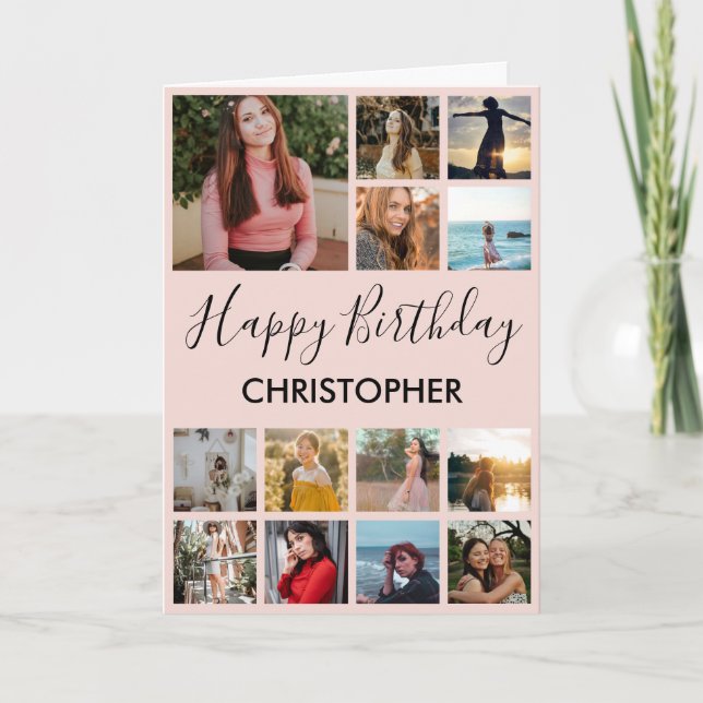 Tarjeta Feliz Collage de fotos de cumpleaños 13 fotos colo (Anverso)