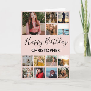 Tarjeta Feliz Collage de fotos de cumpleaños 13 fotos colo