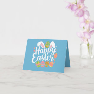 Tarjeta Feliz conejo de Pascua de huevo festivo 