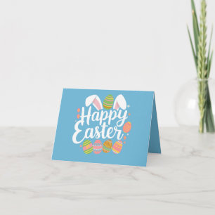 Tarjeta Feliz conejo de Pascua de huevo festivo