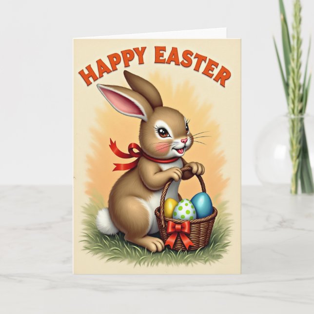 Tarjeta Feliz Conejo de Primavera (Anverso)