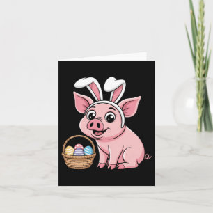 Tarjeta Feliz conejo orejas de cerdo huevos de Pascua para