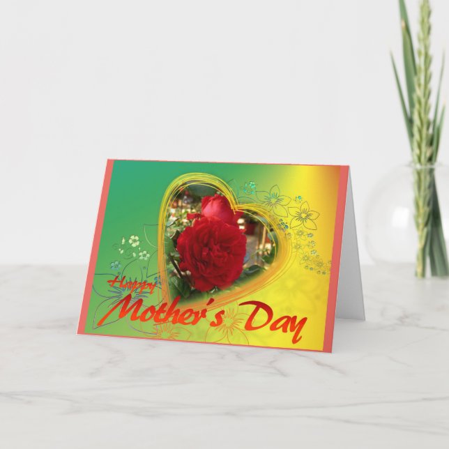 Tarjeta Feliz corazón del Día de la Madre (Anverso)