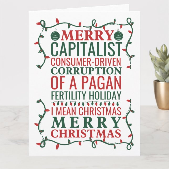 Tarjeta Feliz Corrupción De Una Fiesta Pagana, Santa Gift  (Planta pequeña)