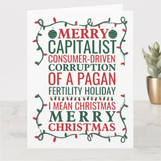 Tarjeta Feliz Corrupción De Una Fiesta Pagana, Santa Gift