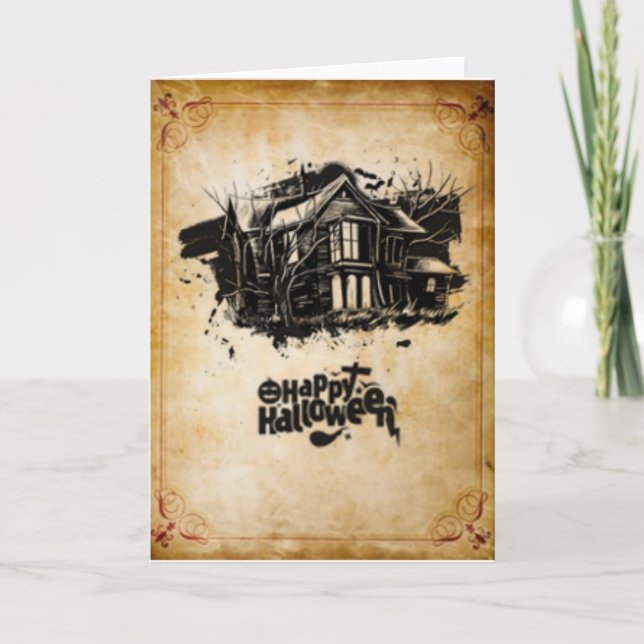 Tarjeta Feliz cosecha de Halloween (Anverso)