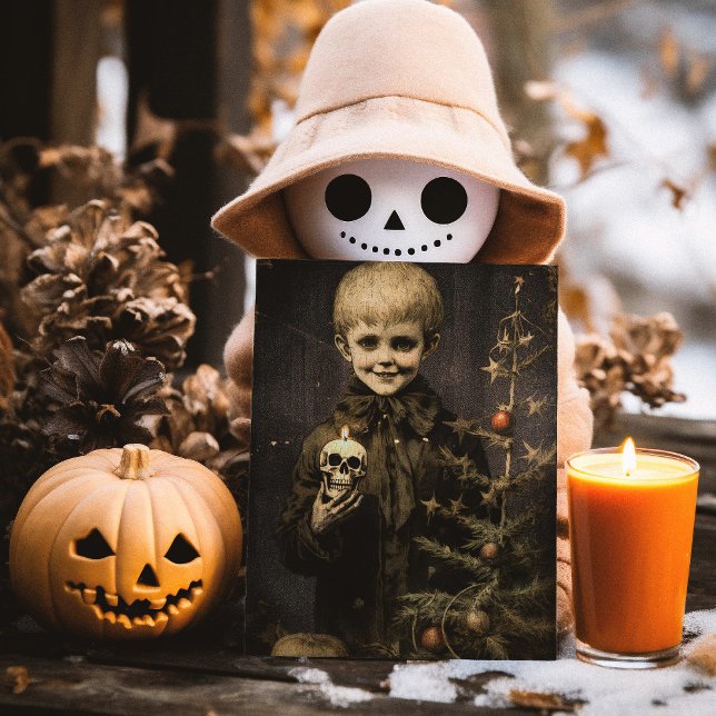 Tarjeta Feliz Creepmas Chico Espeluznante Gótico Vintage (Subido por el creador)