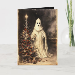 Tarjeta Feliz Creepmas Espeluznante Fantasma Gótico Vintag