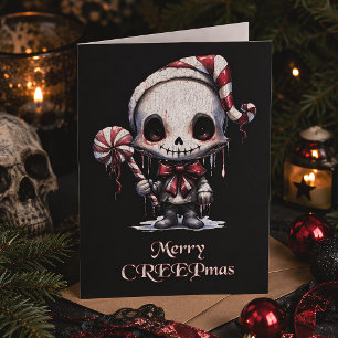 Tarjeta Feliz Creepmas Esqueleto Cute Gótico Navidad