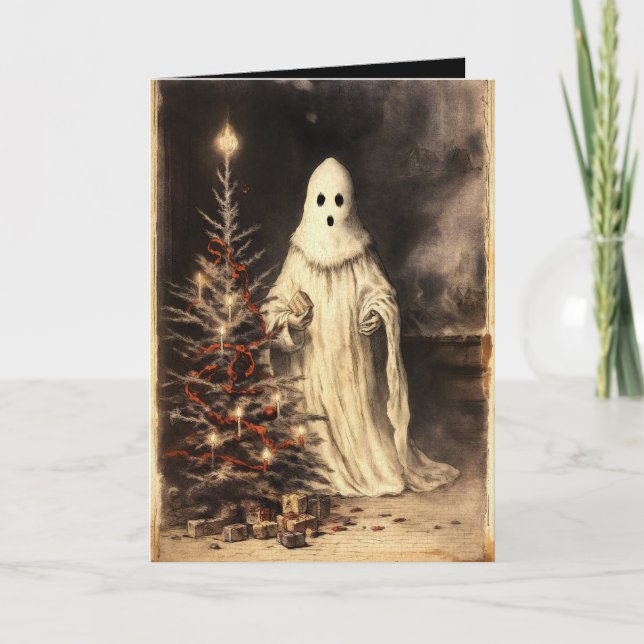 Tarjeta Feliz Creepmas Fantasma Espeluznante Gótico Vintag (Anverso)