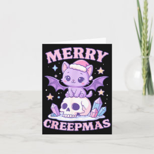 Tarjeta Feliz Creepmas Gato Pastel Góthico Navidad Calaver