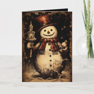 Tarjeta Feliz Creepmas Muñeco de Nieve Espeluznante Gótico