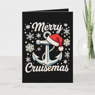 Tarjeta Feliz Crucero de Navidad Ancla Sombrero de Santa N