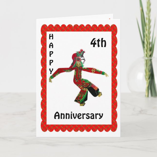 Tarjeta Feliz cuarto aniversario (Anverso)