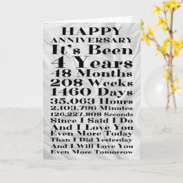 Tarjeta Feliz cuarto aniversario Boda de la seda